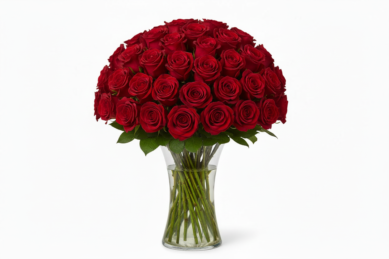 Red rozes 30 pcs in a vase